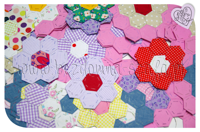 hexagon, heksagon, patchwork, narzuta sześciokąty